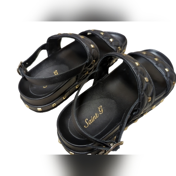 ✨NWOT✨ Women's/Black/Leather/Quilted/Studded/Metallic/Sandal/Sz 9 - Picture 5 of 7